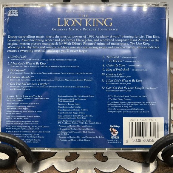 The Lion King [Original Motion Picture Soundtrack] by Hans Zimmer (Composer)... - Picture 2 of 5